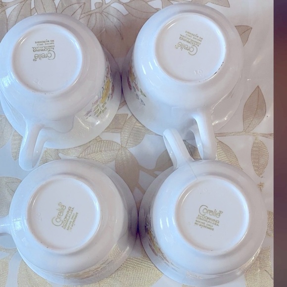 4 Vintage Corning Ware Corelle Spring Meadow Pattern Coffee Tea Cups Mugs 8 Oz - Picture 3 of 5